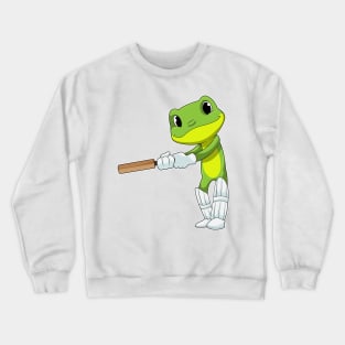 Frog at Cricket with Cricket bat Crewneck Sweatshirt